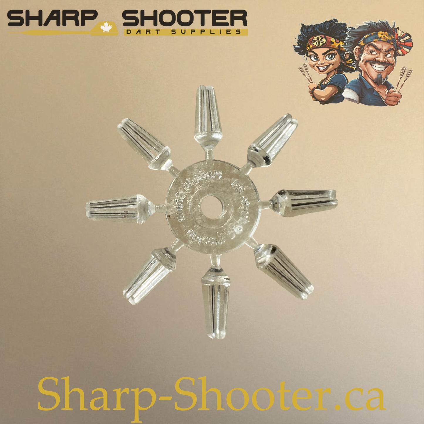 Clear plastic dart flight protectors – DP08 – ring of 8 – Sharp Shooter