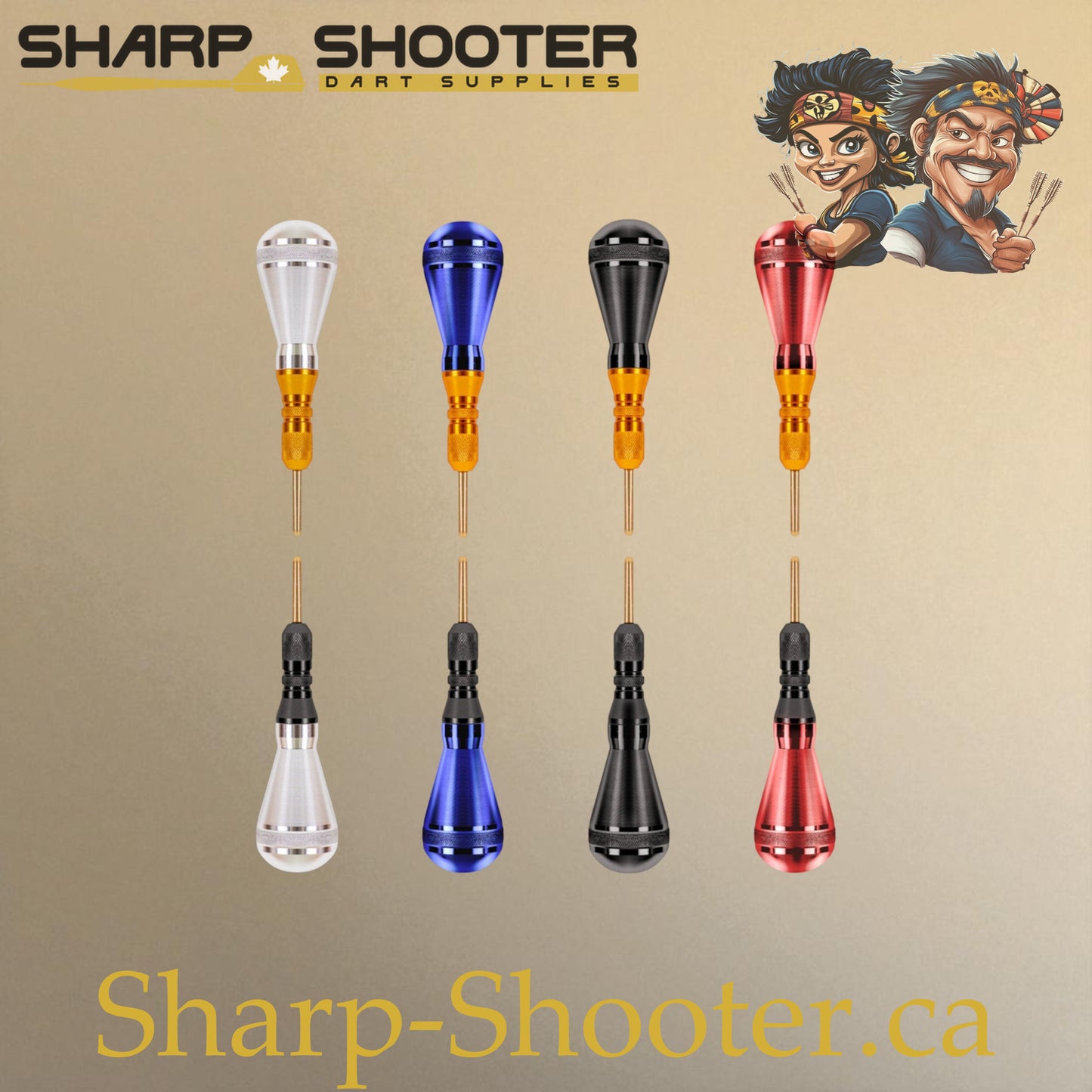 Sharpshooter DP13 Dart Tip Removal Tool family set, featuring all eight color combinations — Red & Black, Black & Gold, Purple & Gold, Silver & Black, Black & Black, Red & Gold, Silver & Gold, Blue & Black — precision extractor tools for soft-tip dartboard repair