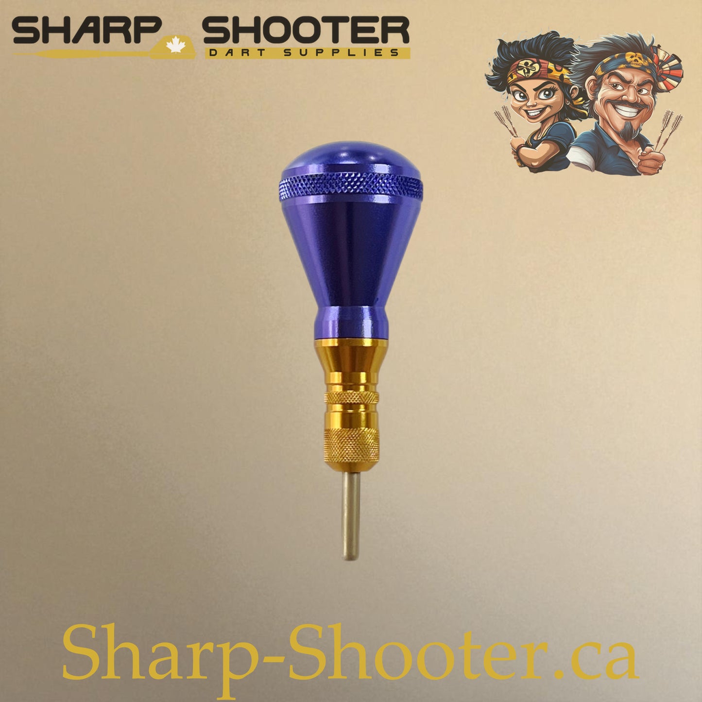 Sharpshooter DP13 Dart Tip Removal Tool in purple and gold, compact extractor tool for stuck soft dart tips