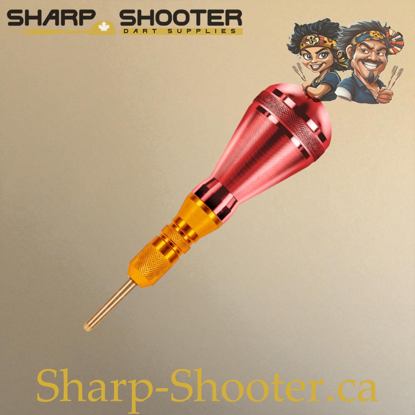 Sharpshooter DP13 Dart Tip Removal Tool in red and gold, two-tone alloy handle with precision extractor for dart tip removal