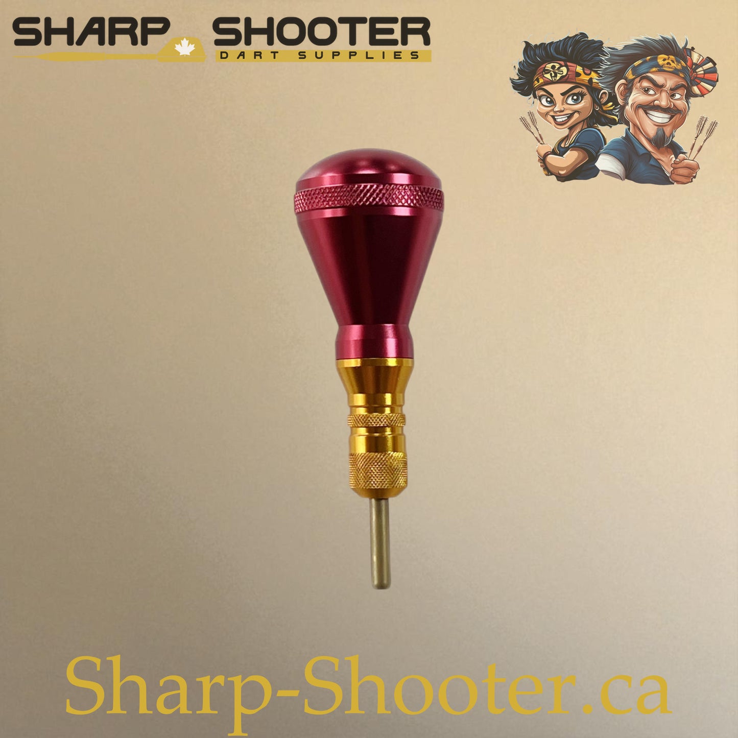 Sharpshooter DP13 Dart Tip Removal Tool in red and gold, two-tone alloy handle with precision extractor for dart tip removal