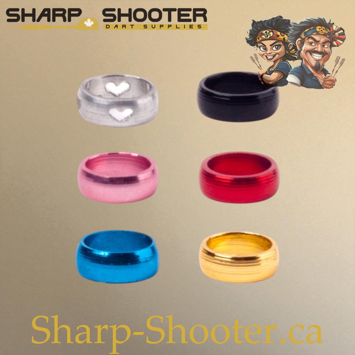 Sharpshooter Aluminum Shaft Rings – DP28 – For Plastic Shafts – 3 Pack – 6 Colors