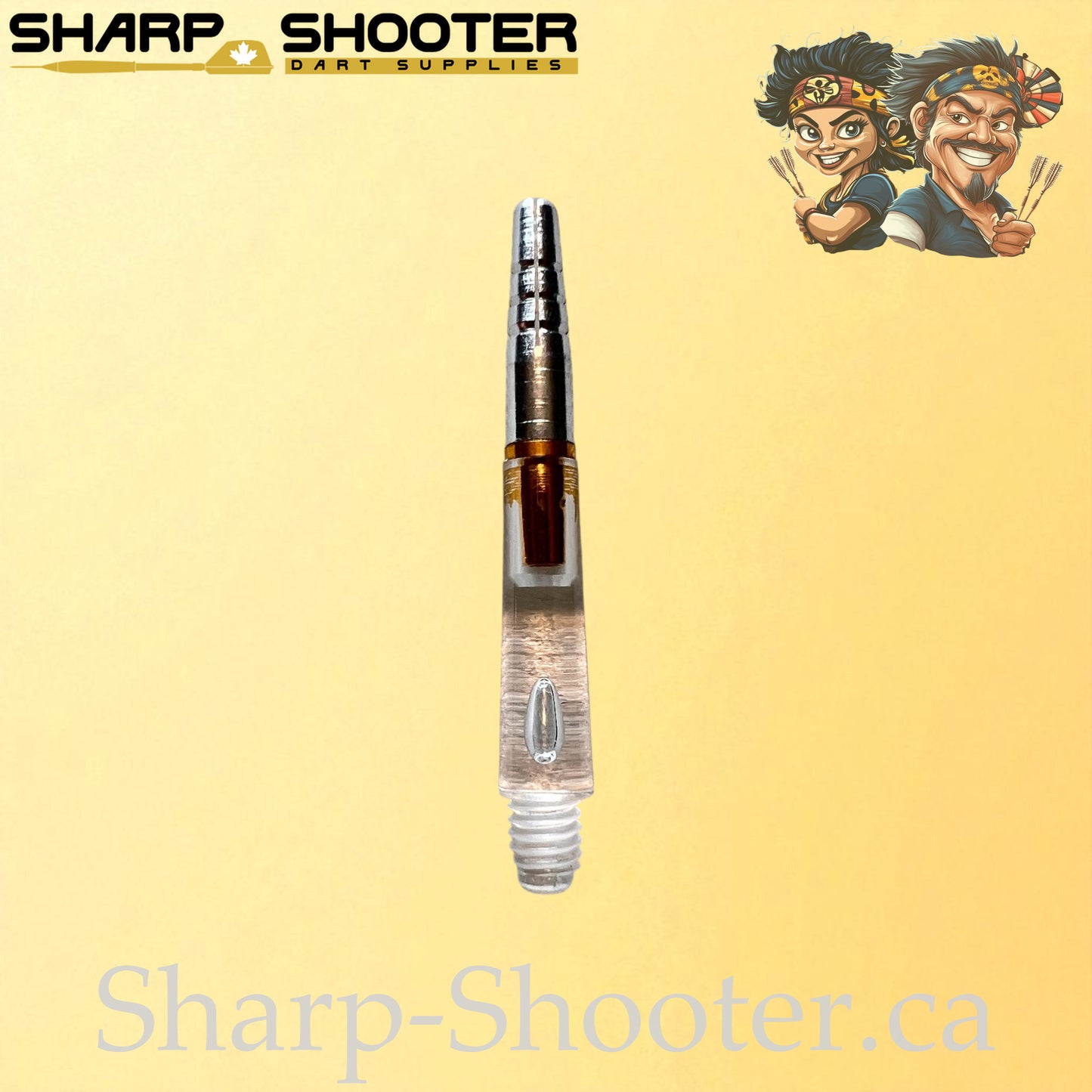 Aurora – DR04 – Plastic Rotating Dart Shaft – 37mm – Clear with Gold Core – 3 Pack