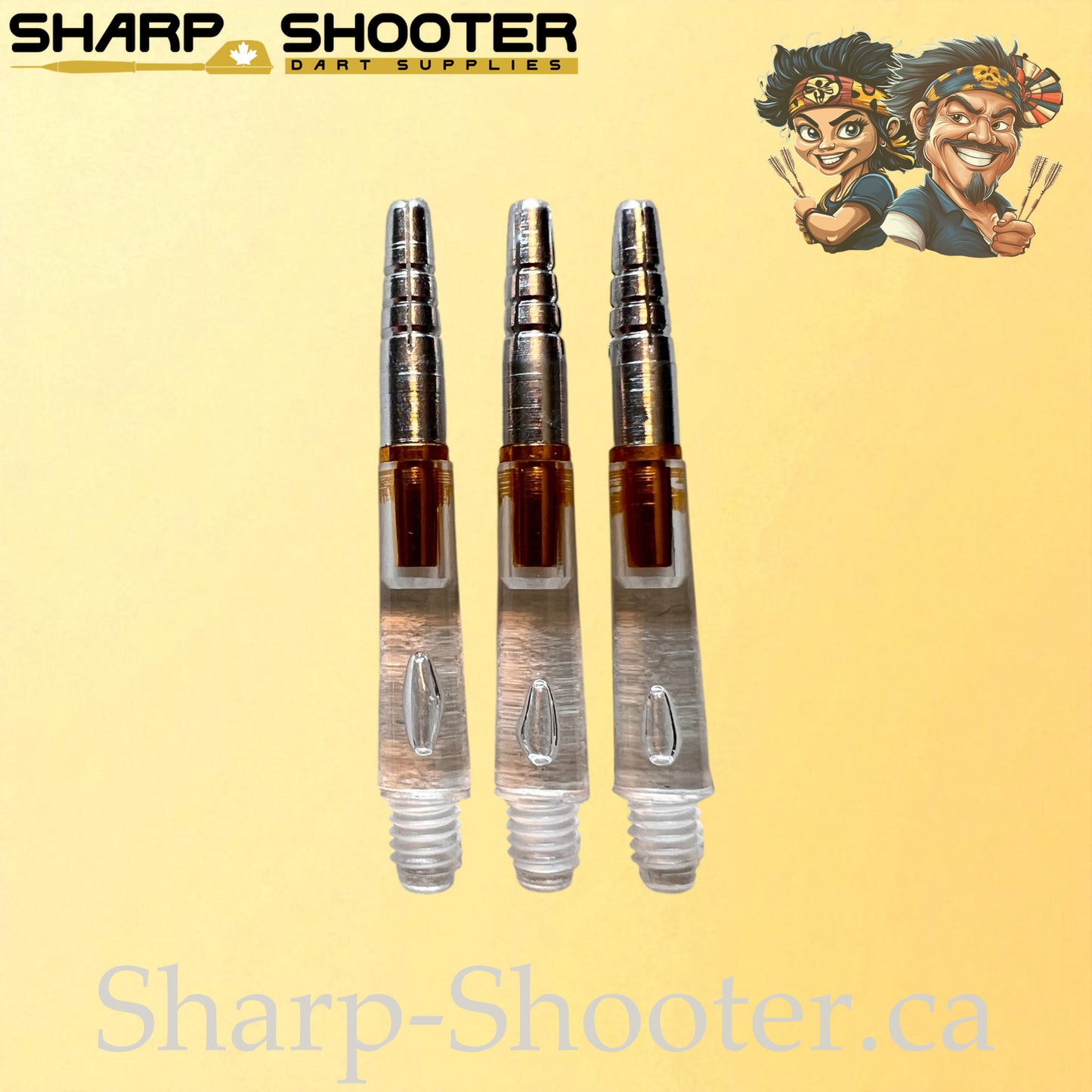 Aurora – DR04 – Plastic Rotating Dart Shaft – 37mm – Clear with Gold Core – 3 Pack