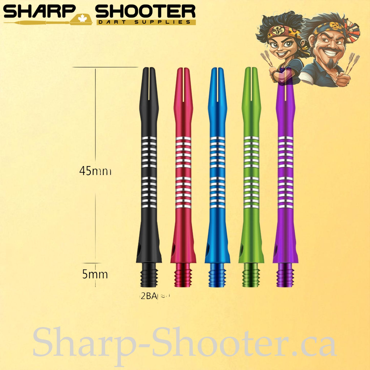 Tempo- DS08 – Aluminum Dart Shaft 45mm- Tapered Engraved – 3 Pack