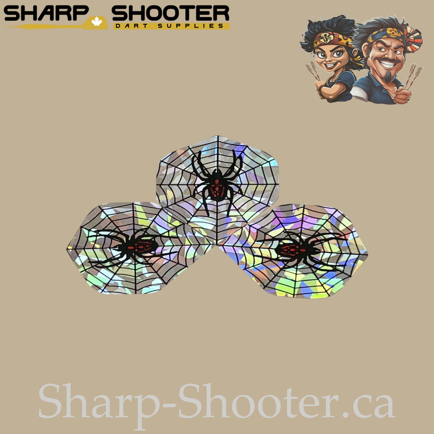 Spider Net Dart Flights – PET & Laser – Standard Shape – 75 Micron – 3 Pack