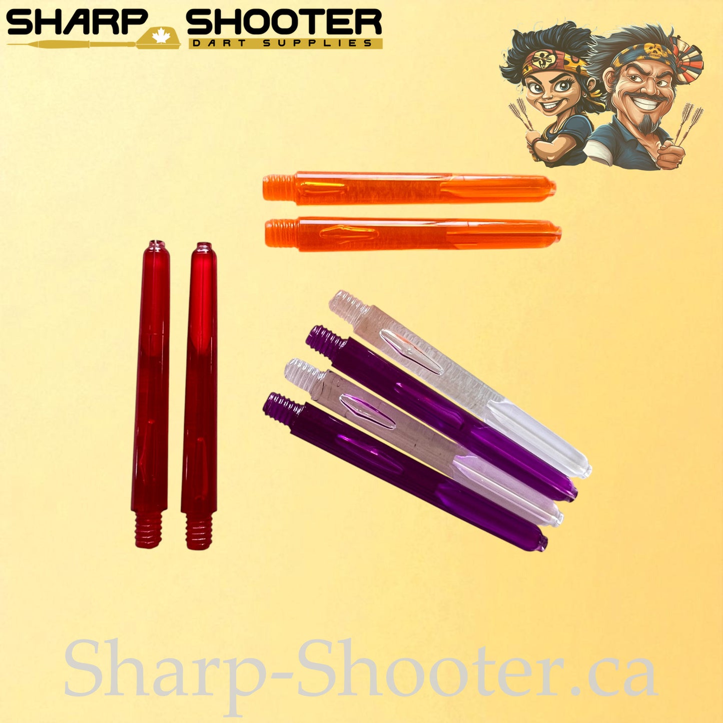 Neon – DS25 – Plastic Dart Shafts – 35mm / 41mm / 48mm – Translucent Neon – 3 Pack
