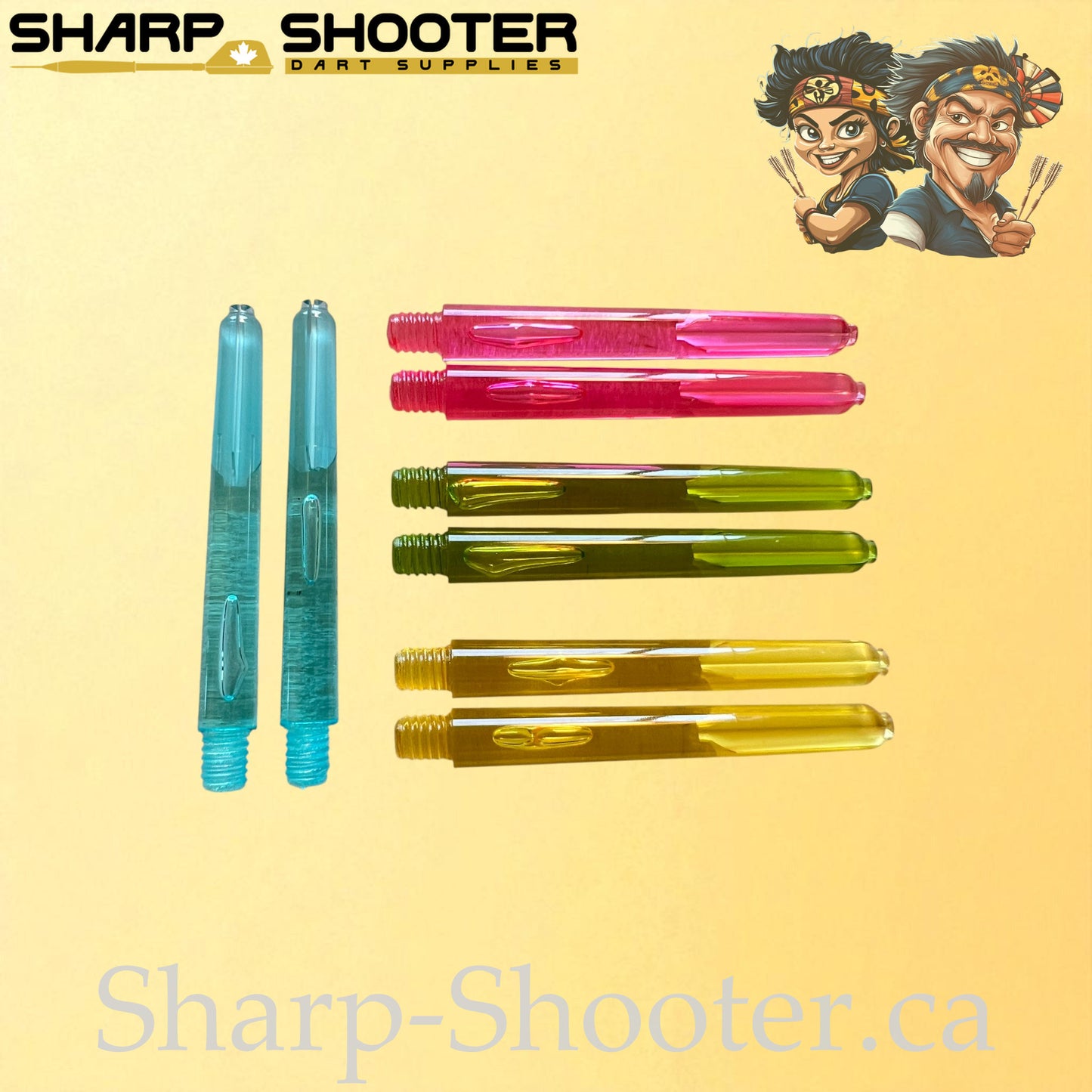 Neon – DS25 – Plastic Dart Shafts – 35mm / 41mm / 48mm – Translucent Neon – 3 Pack