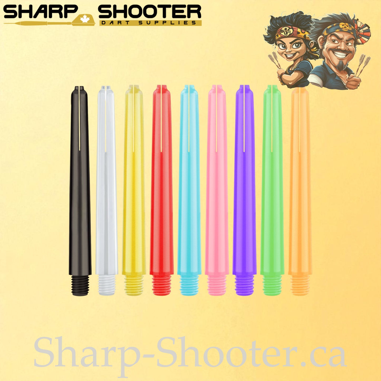 Neon – DS25 – Plastic Dart Shafts – 35mm / 41mm / 48mm – Translucent Neon – 3 Pack