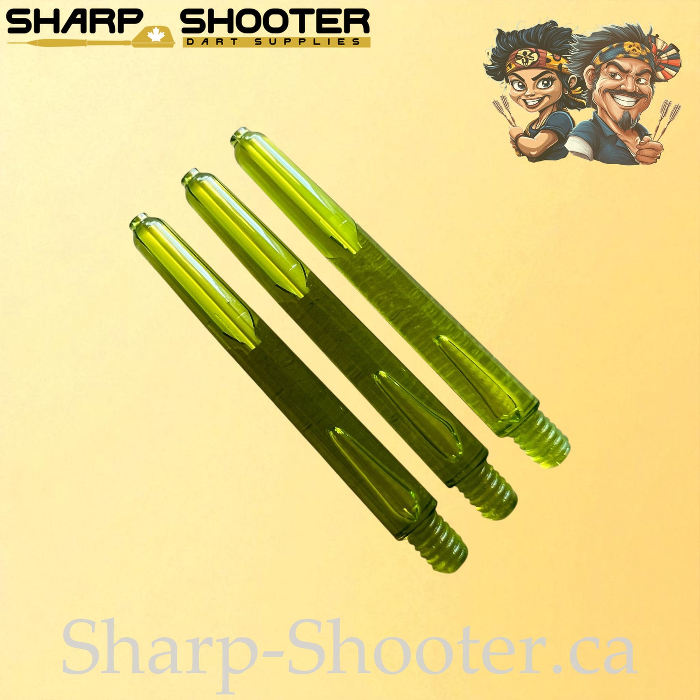 Neon – DS25 – Plastic Dart Shafts – 35mm / 41mm / 48mm – Translucent Neon – 3 Pack