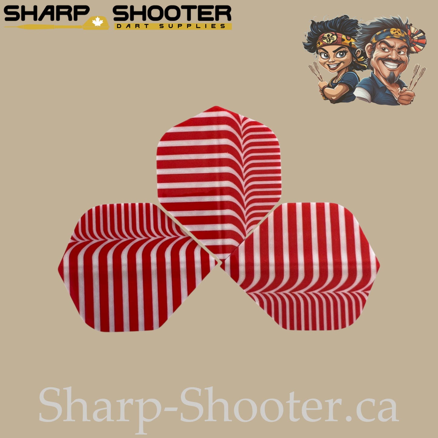 Candycane Dart Flights – PVC – Standard Shape – 75 Micron – 3 Pack