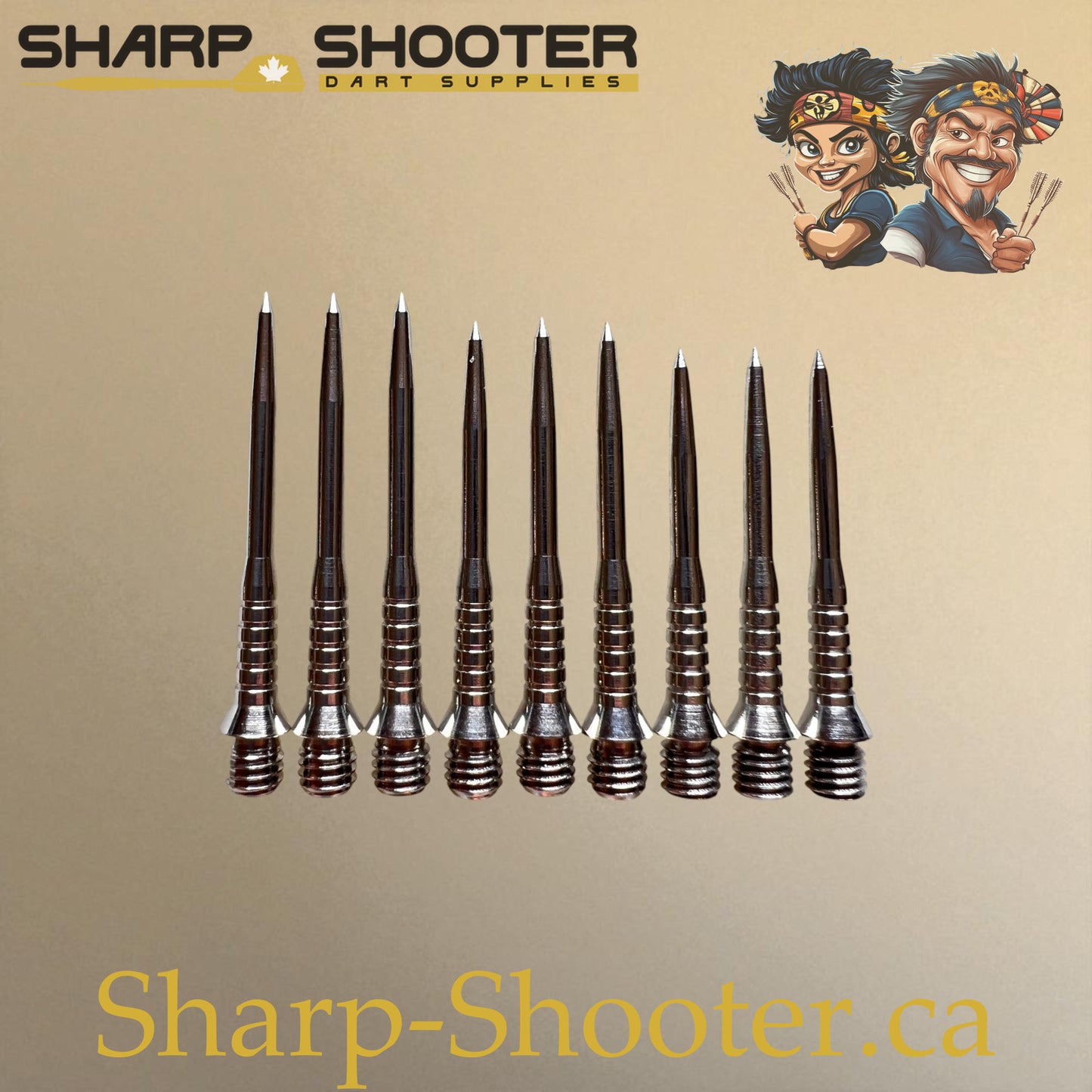 DP33 Steel Dart Tips – Silver & Black – 30/32/34 mm – 3 Pack – Sharp-Shooter.ca