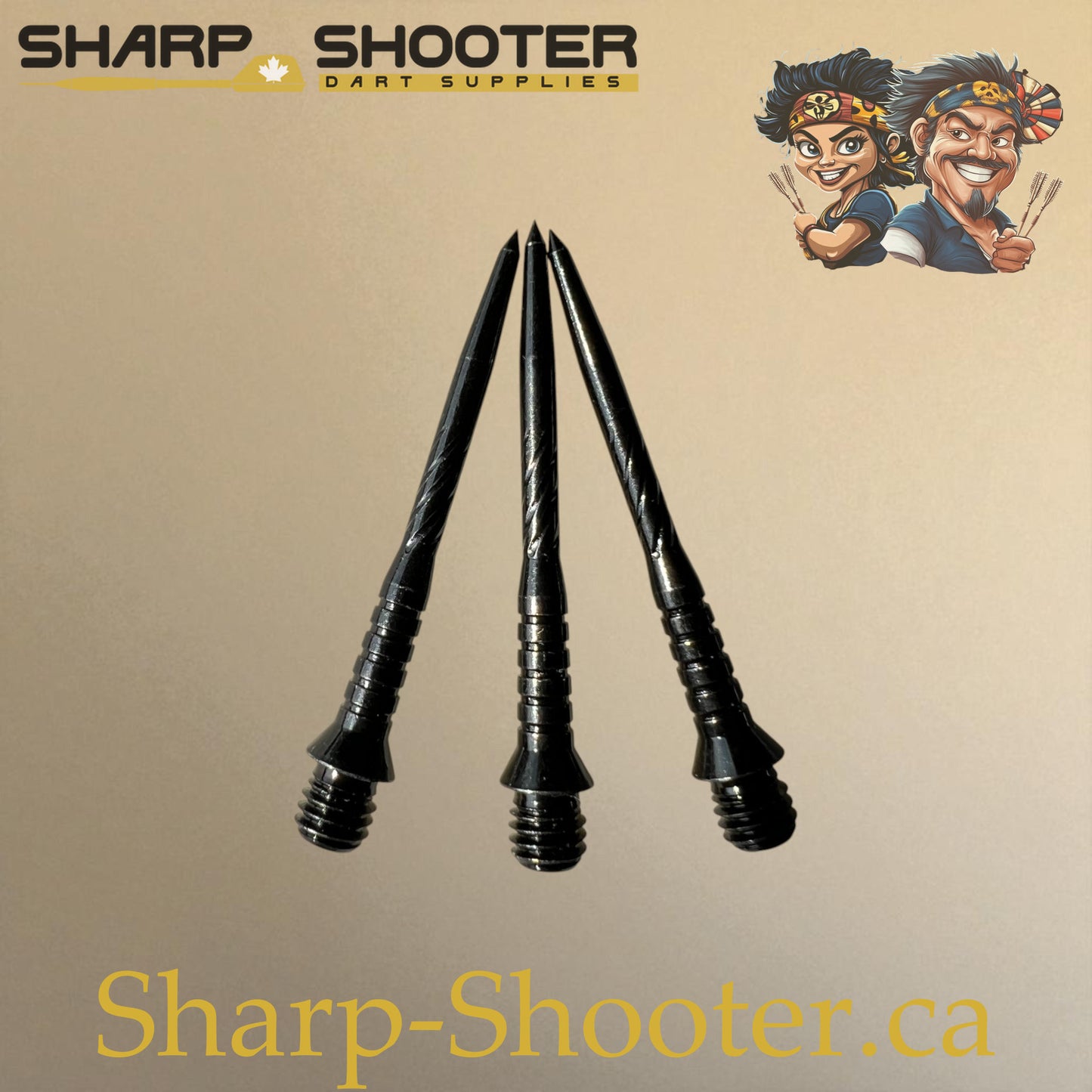 DP34 Steel Dart Tips – Black – 32 mm – 3 Pack – 3-03-02-027 – Sharp-Shooter.ca