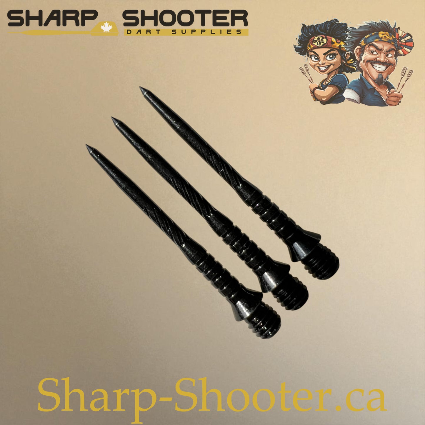 DP34 Steel Dart Tips – Black – 32 mm – 3 Pack – 3-03-02-027 – Sharp-Shooter.ca