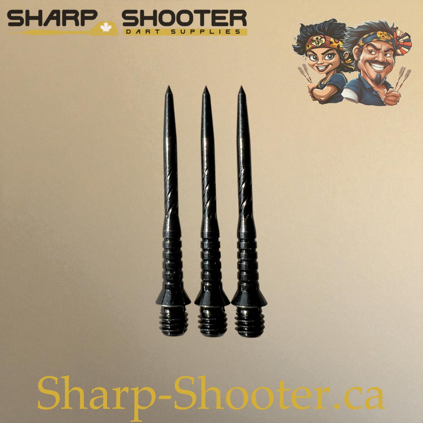 DP34 Steel Dart Tips – Black – 34 mm – 3 Pack – 3-03-02-028 – Sharp-Shooter.ca
