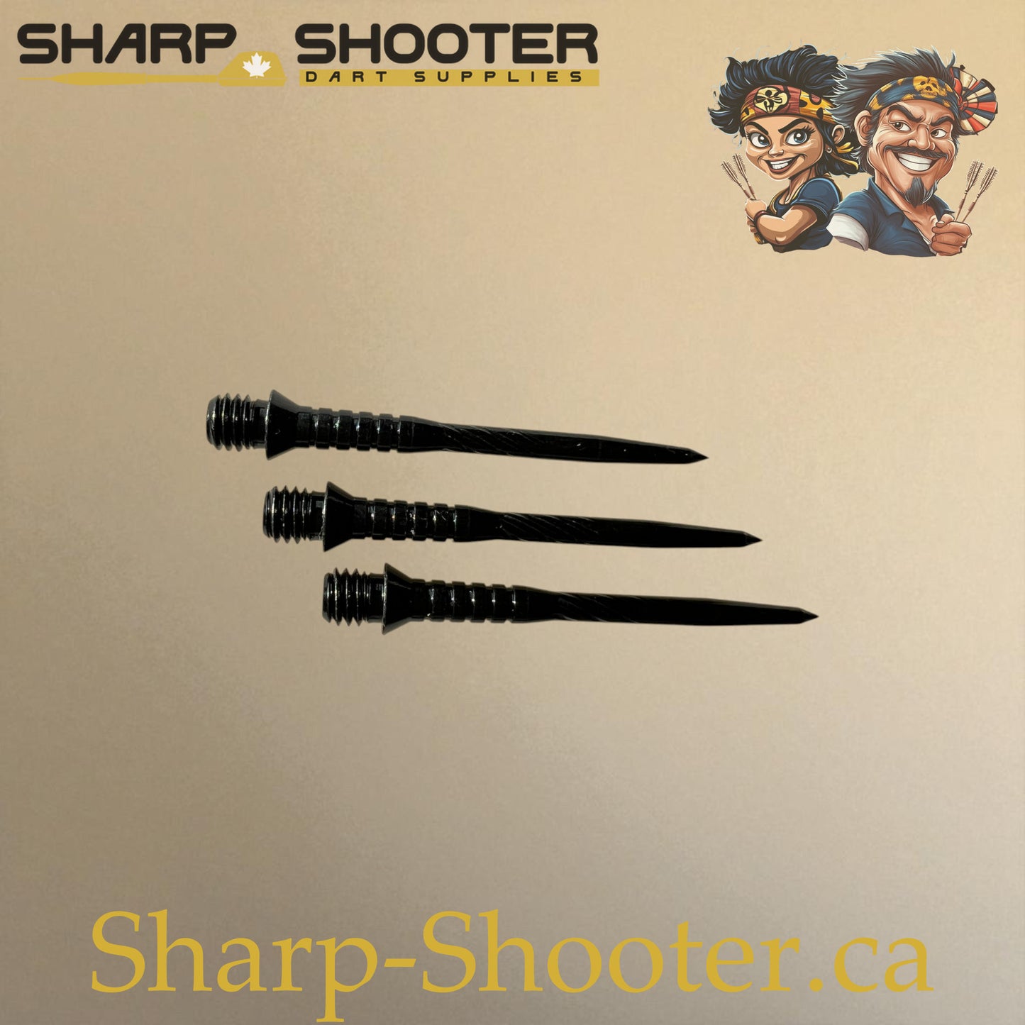 DP34 Steel Dart Tips – Black – 34 mm – 3 Pack – 3-03-02-028 – Sharp-Shooter.ca