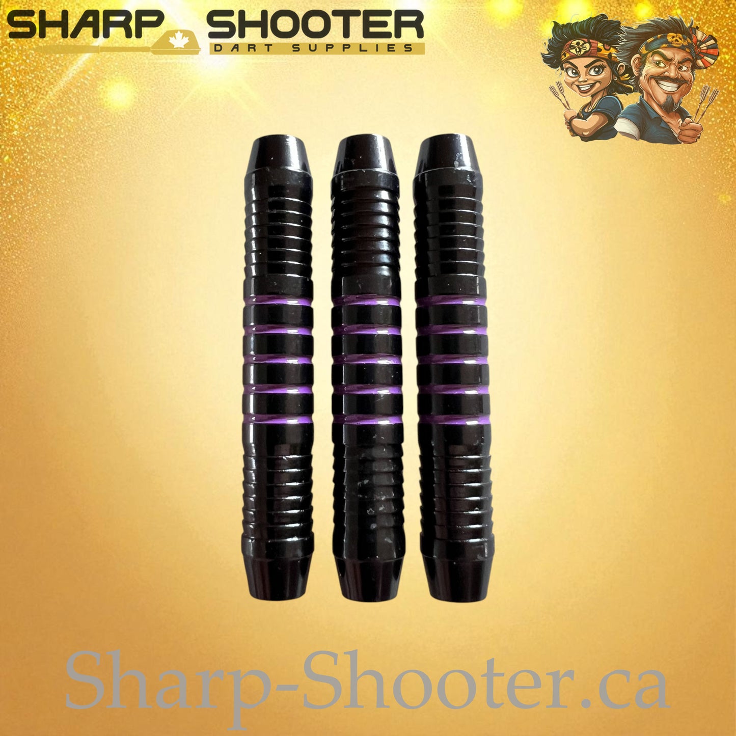 Striker Purple – Nickel-Silver Alloy Dart Barrel Black/Purple – 3 Pack