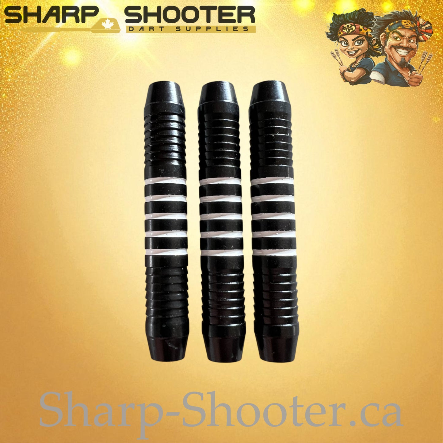 Striker White – Nickel-Silver Alloy Dart Barrel Black/White – 3 Pack