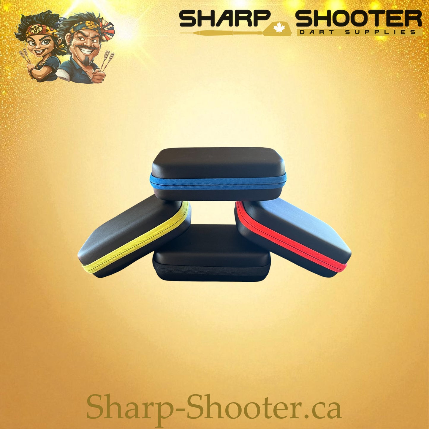 The Maverick dart case family lineup — DP-24 shown in multiple colors, Sharp-Shooter.ca