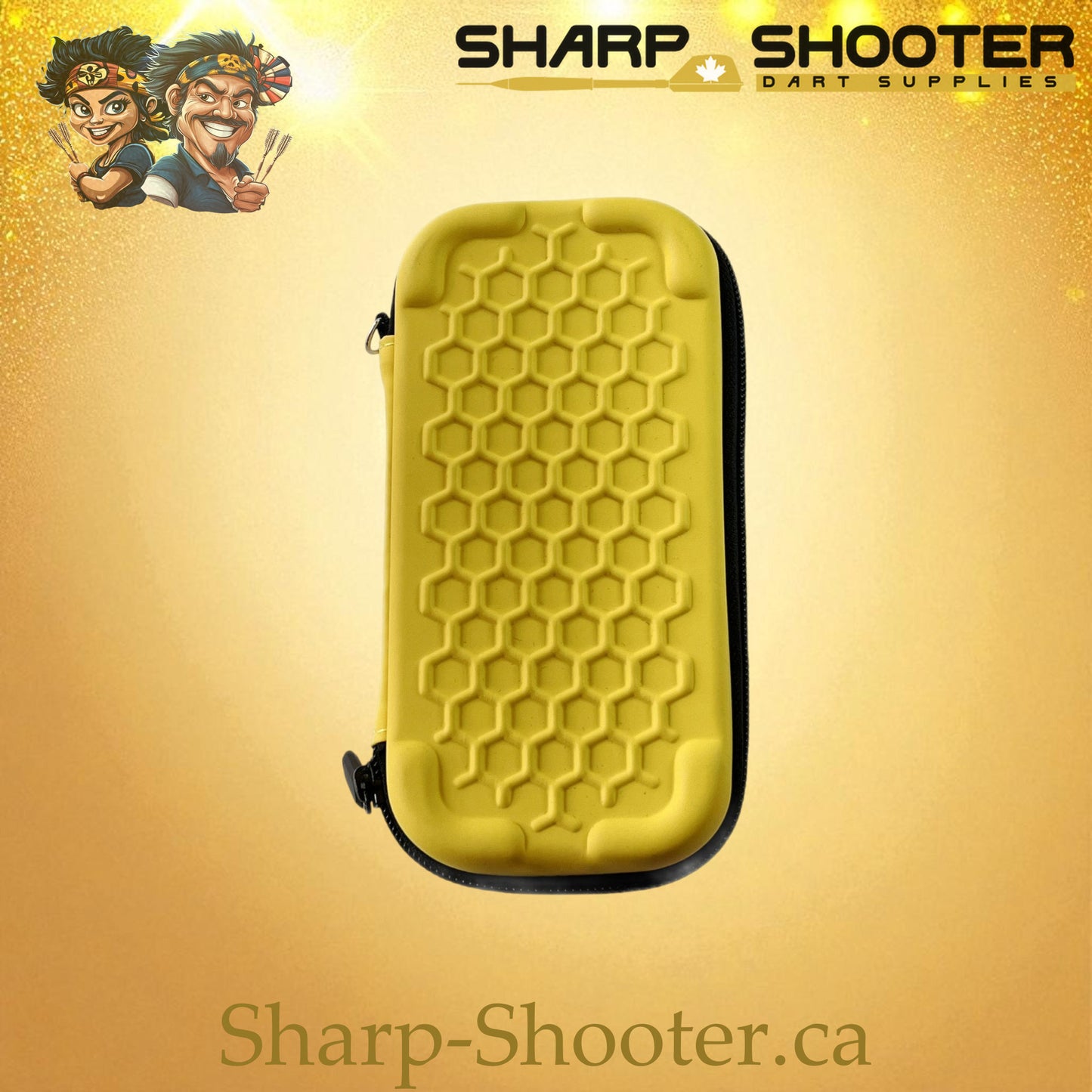 The Pocket Grip dart case AL-01 Yellow — small rubber case holds 3 darts, Sharp-Shooter.ca