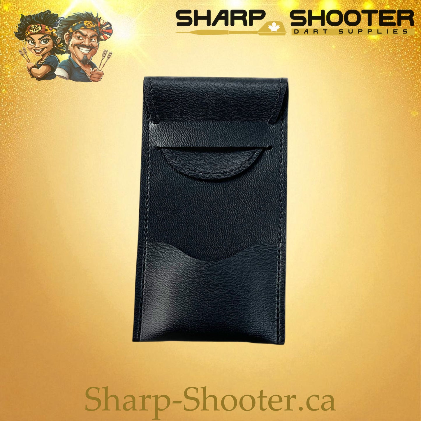 The Quickdraw dart case DP-18 Black — imitation leather etui holds 3 darts, Sharp-Shooter.ca