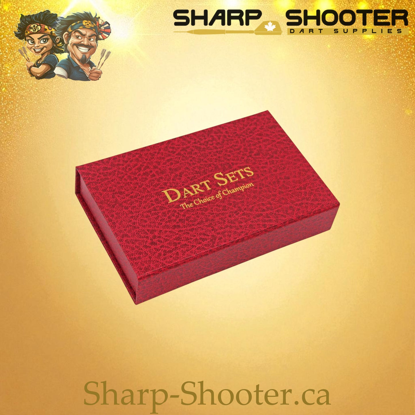 The Showcase dart case DP-19 Red — luxury cardboard case holds 6 darts, Sharp-Shooter.ca