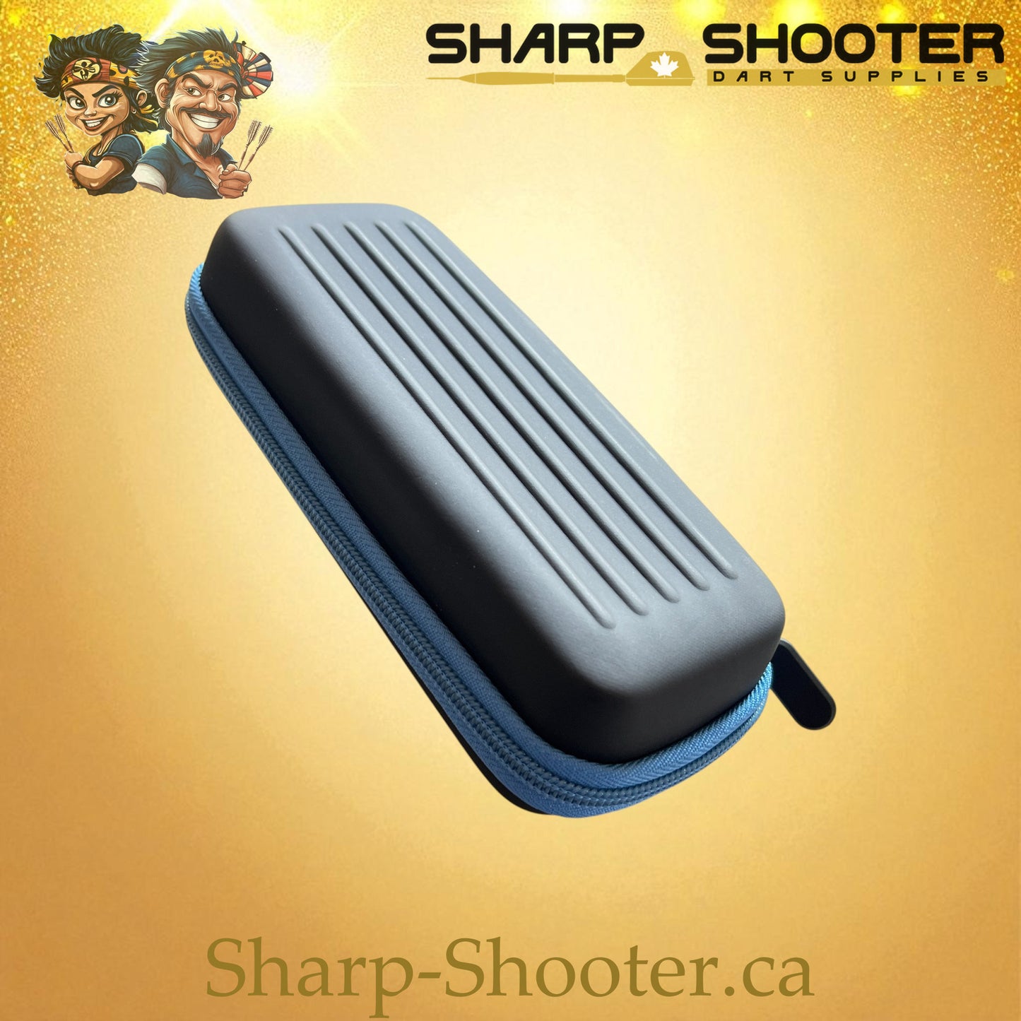 The Sidearm dart case DP-23 Black/Blue — small PVC case holds 3 darts, Sharp-Shooter.ca