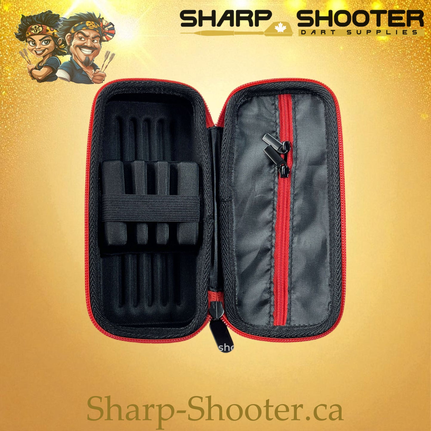 The Sidearm dart case DP-23 Black/Red — small PVC case holds 3 darts, Sharp-Shooter.ca