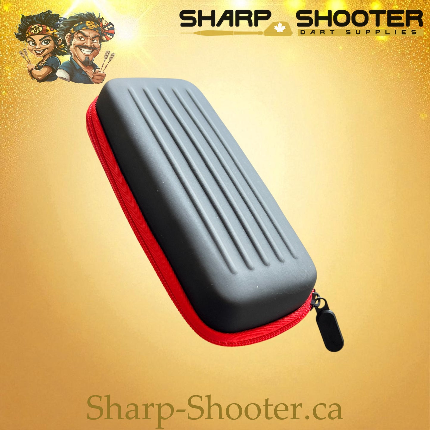 The Sidearm dart case DP-23 Black/Red — small PVC case holds 3 darts, Sharp-Shooter.ca