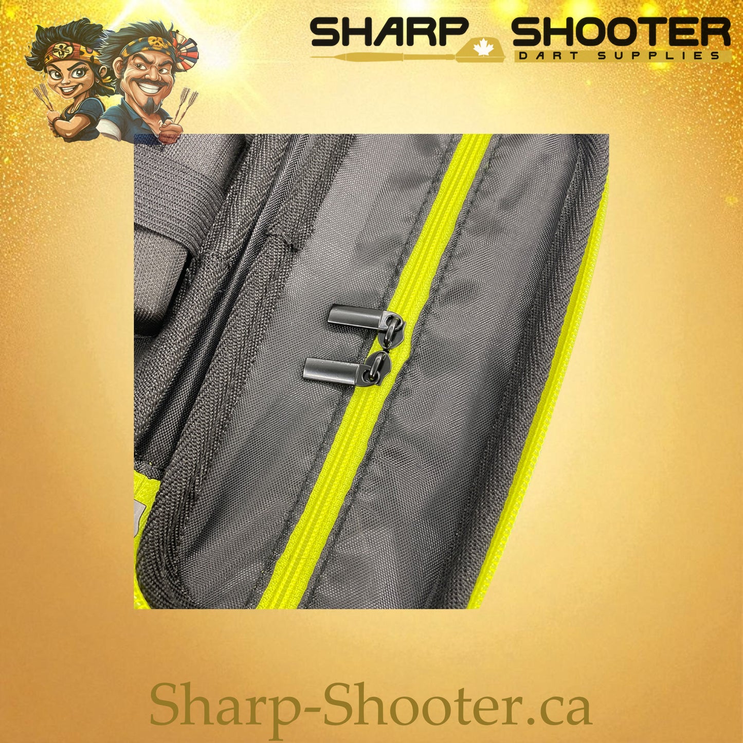The Sidearm dart case DP-23 Black/Yellow — small PVC case holds 3 darts, Sharp-Shooter.ca