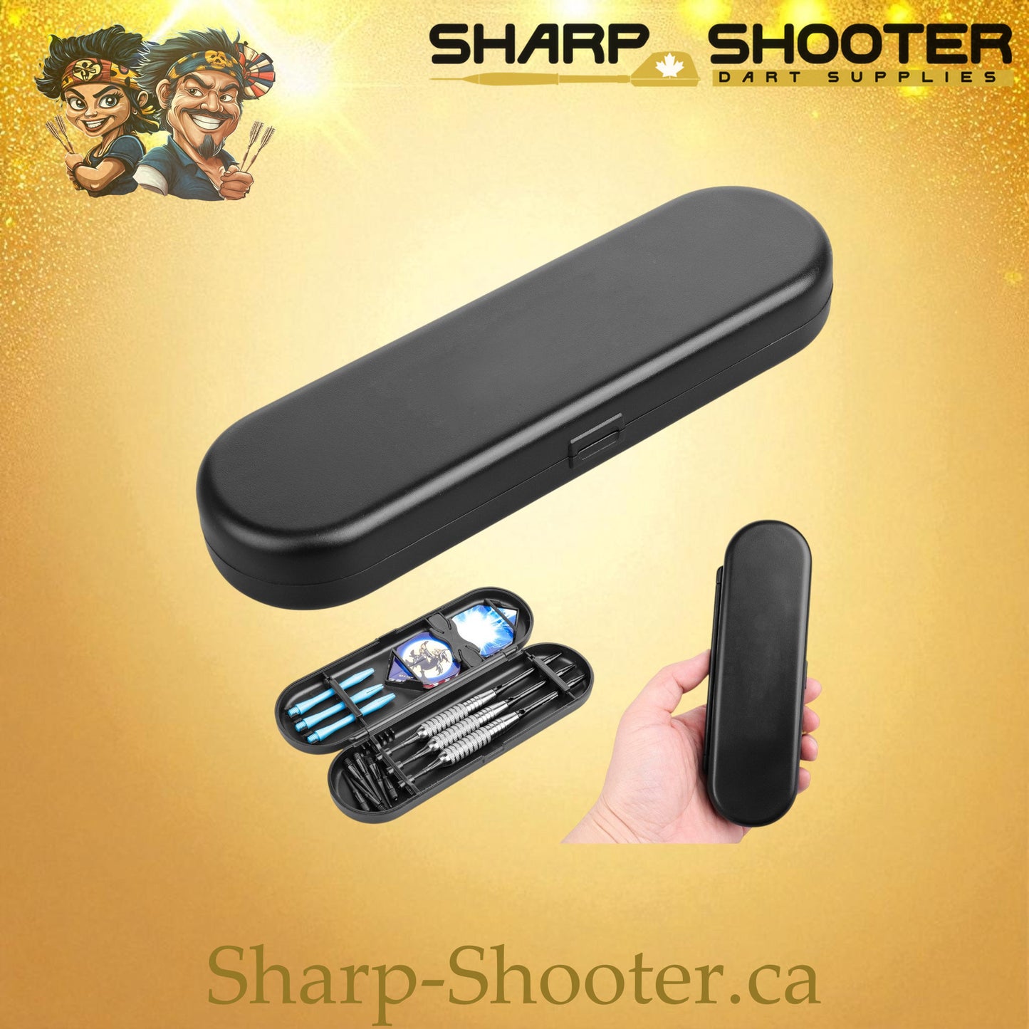 The Keeper dart case DP-31 Black — PVC clamshell case holds 3 darts, Sharp-Shooter.ca