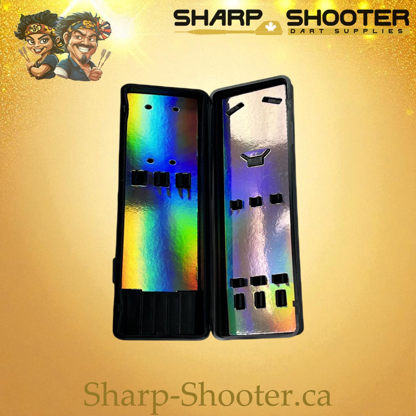 The Shell dart case DP-16 Black — hard PVC clamshell case, holds 3 darts, Sharp-Shooter.ca