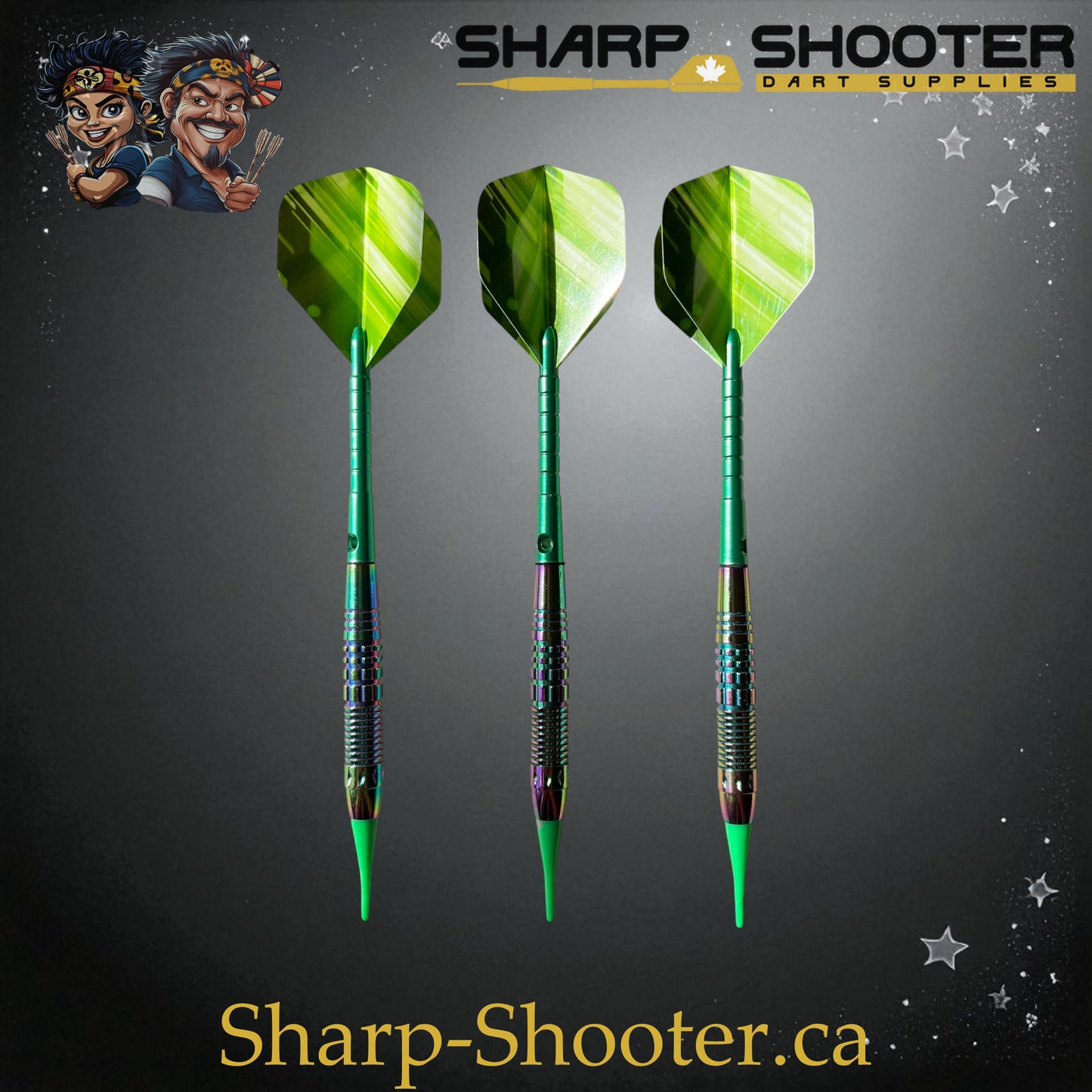 Sharpshooter Kryptonite Exclusive Soft Tip Dart Set SSD27 – 19.3g Oilslick copper Eclipse barrels with green Ghostline flights
