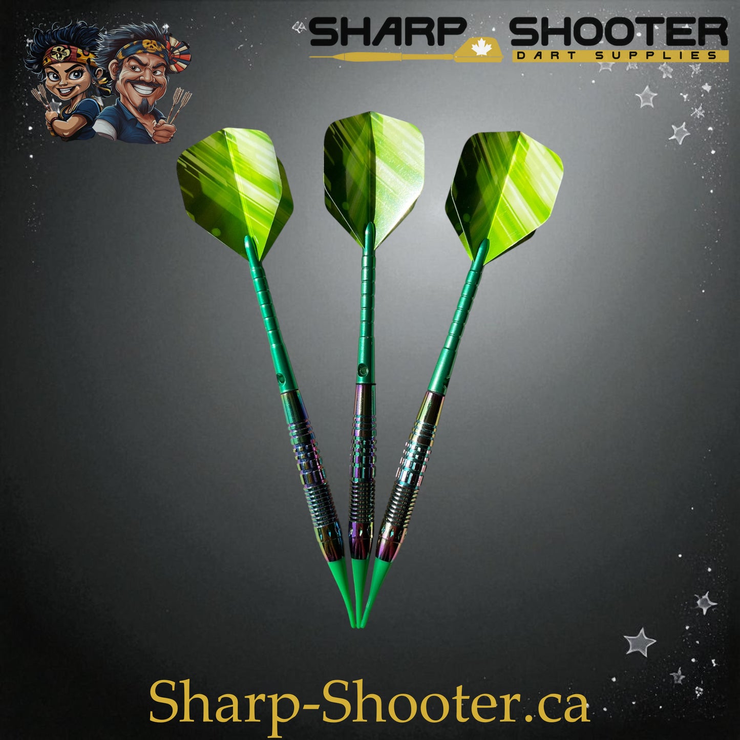 Sharpshooter Kryptonite Exclusive Soft Tip Dart Set SSD27 – 19.3g Oilslick copper Eclipse barrels with green Ghostline flights
