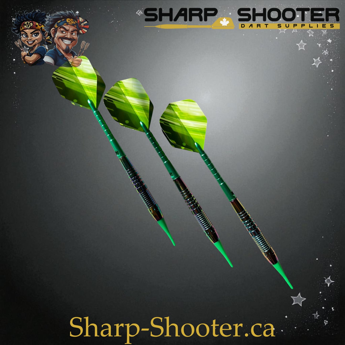 Sharpshooter Kryptonite Exclusive Soft Tip Dart Set SSD27 – 19.3g Oilslick copper Eclipse barrels with green Ghostline flights