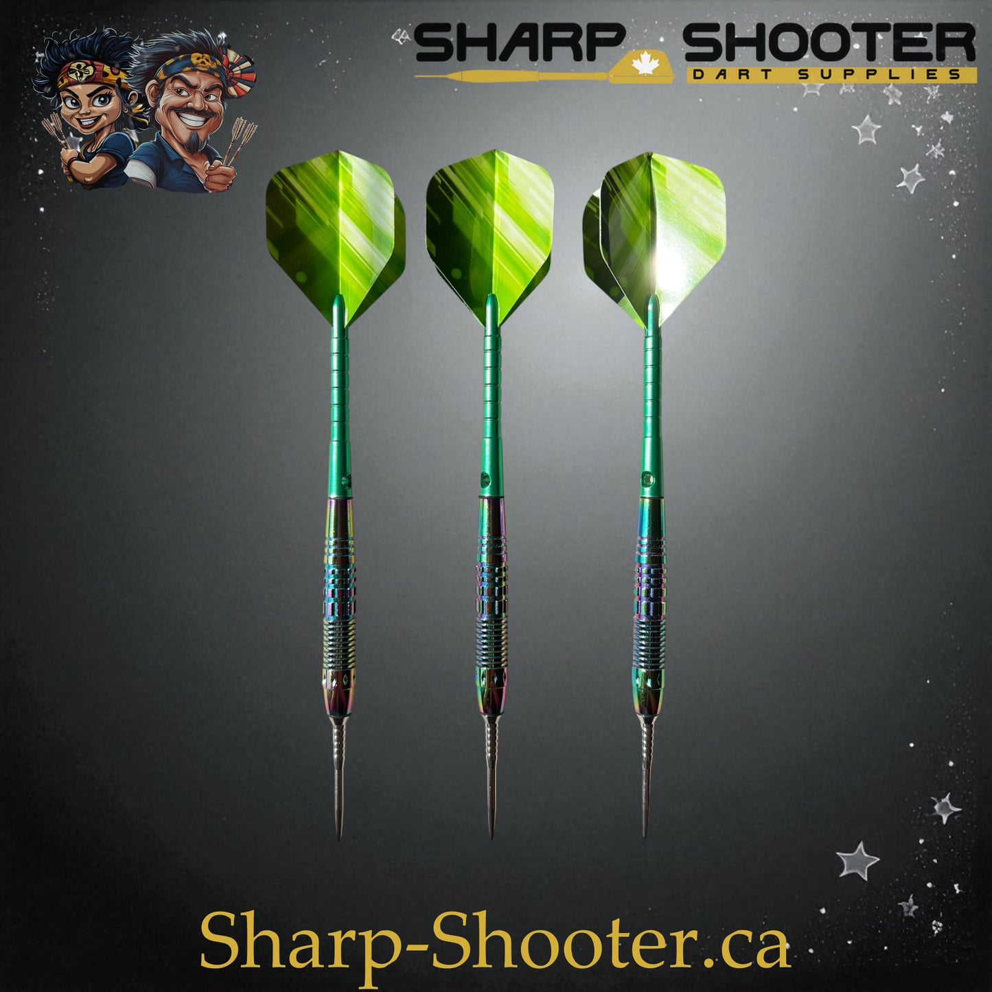 Sharpshooter Kryptonite Exclusive Steel Tip Dart Set SSD27-S – 20.8g Oilslick copper Eclipse barrels with green Ghostline flights