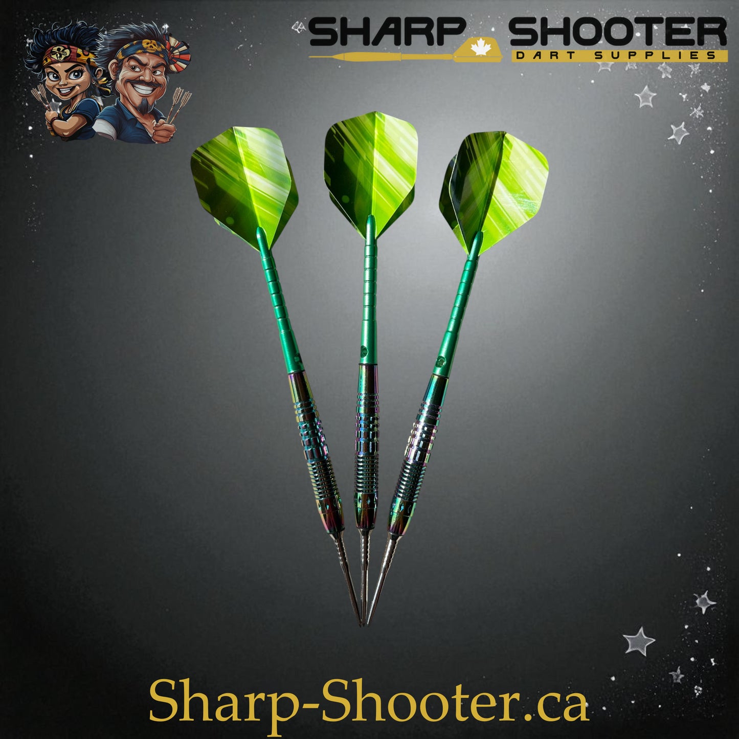 Sharpshooter Kryptonite Exclusive Steel Tip Dart Set SSD27-S – 20.8g Oilslick copper Eclipse barrels with green Ghostline flights