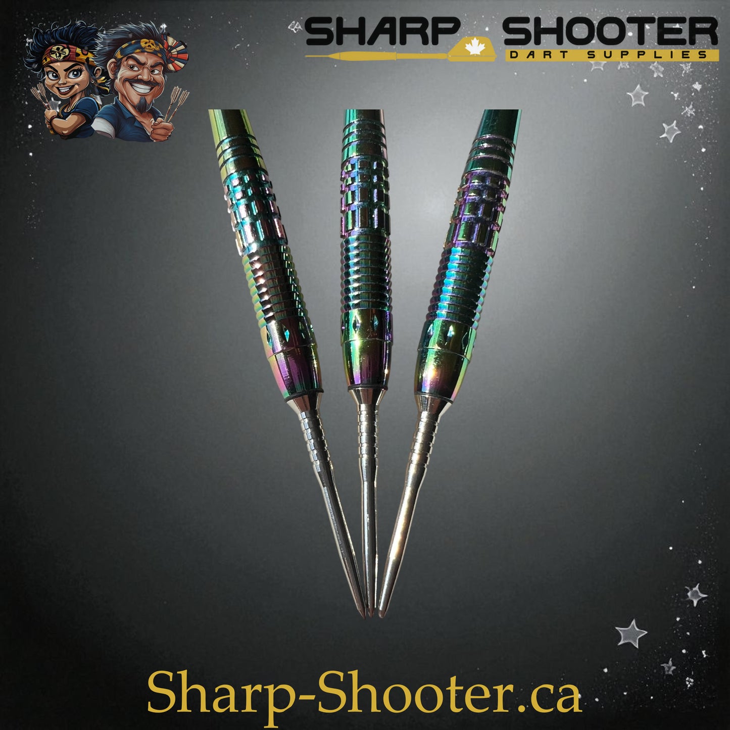 Sharpshooter Kryptonite Exclusive Steel Tip Dart Set SSD27-S – 20.8g Oilslick copper Eclipse barrels with green Ghostline flights
