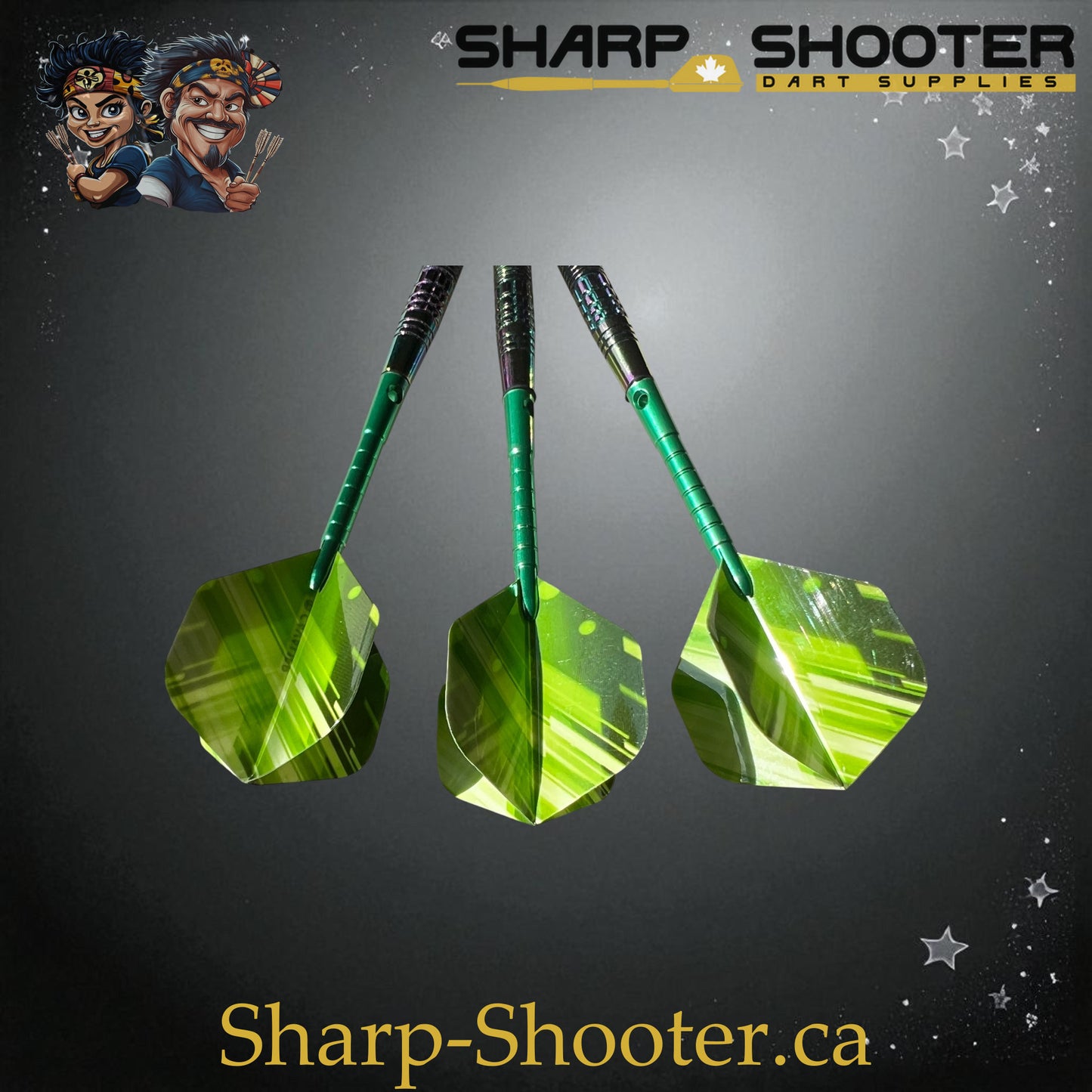 Sharpshooter Kryptonite Exclusive Soft Tip Dart Set SSD27 – 19.3g Oilslick copper Eclipse barrels with green Ghostline flights