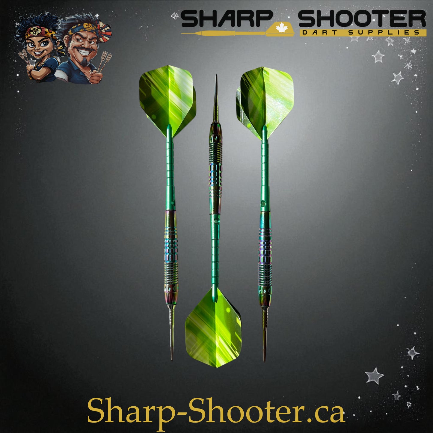 Sharpshooter Kryptonite Exclusive Steel Tip Dart Set SSD27-S – 20.8g Oilslick copper Eclipse barrels with green Ghostline flights