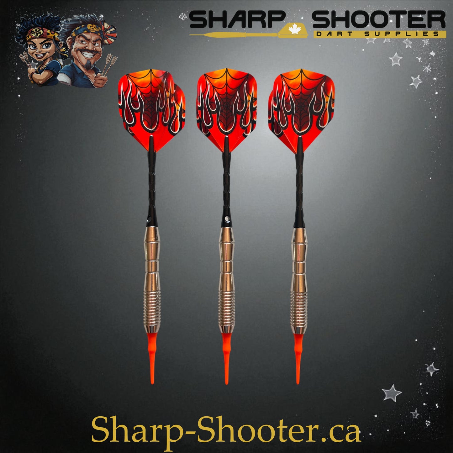 Phantom Strike Soft Tip Dart Set – Select Series SSD16 with Silver Duke barrel, 18.5g soft tip, flame flights, and black shafts