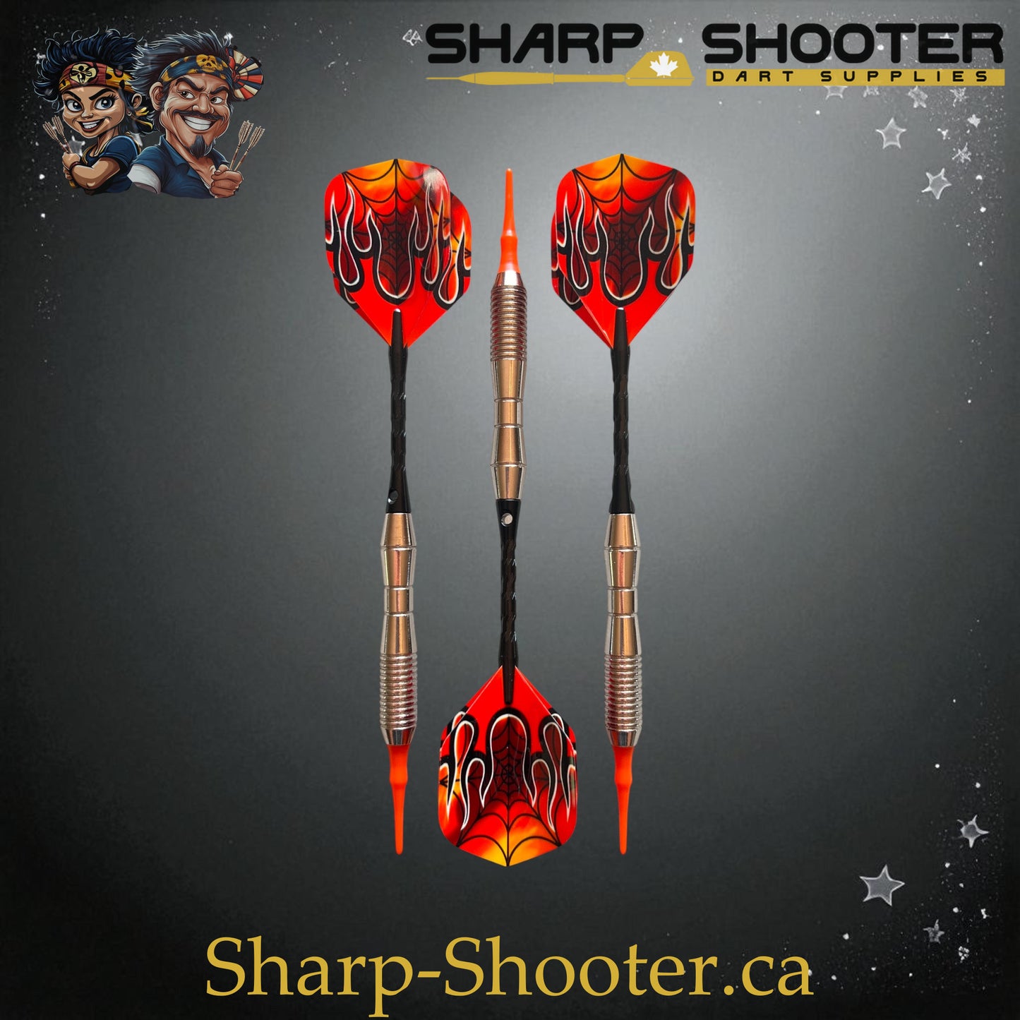 Phantom Strike Soft Tip Dart Set – Select Series SSD16 with Silver Duke barrel, 18.5g soft tip, flame flights, and black shafts