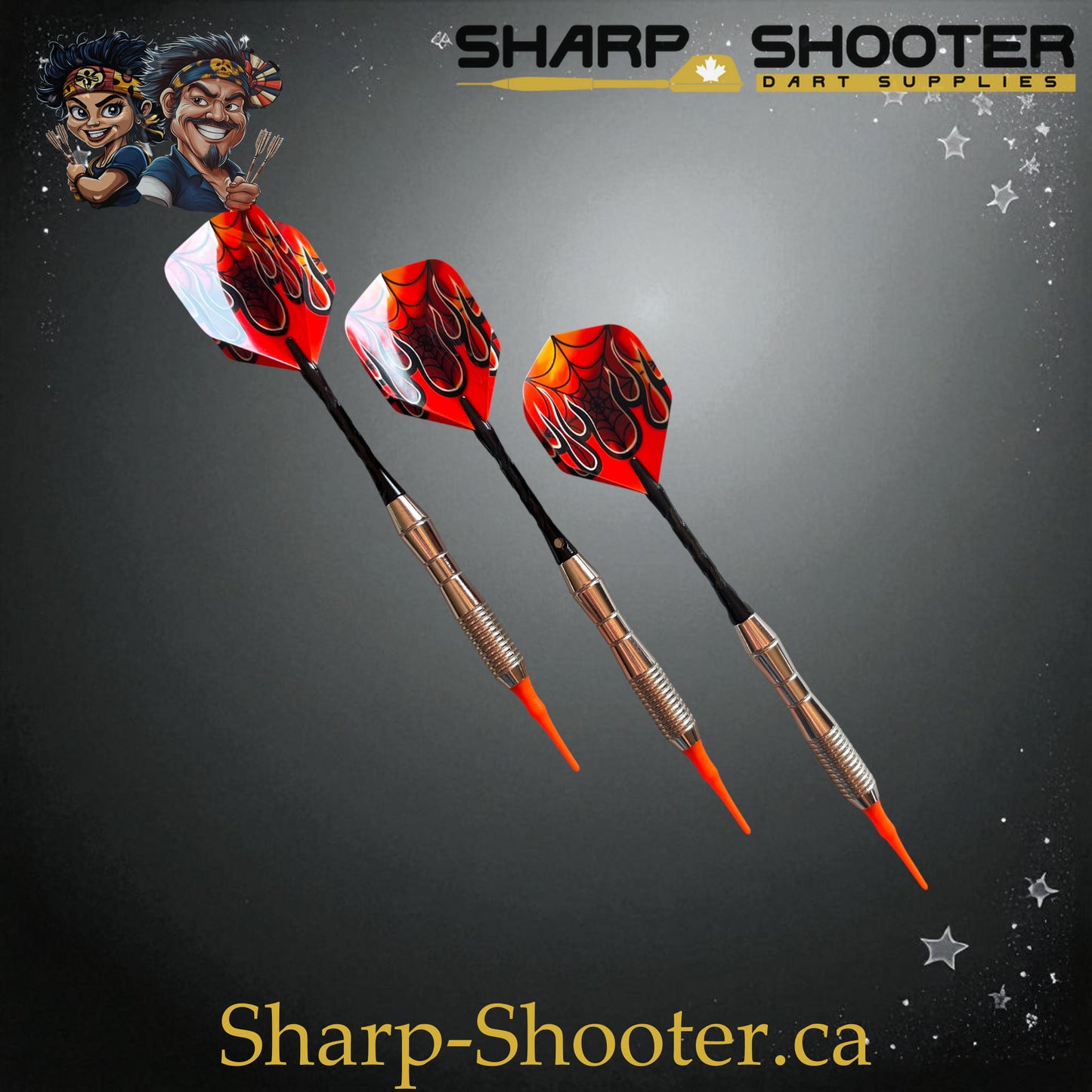 Phantom Strike Soft Tip Dart Set – Select Series SSD16 with Silver Duke barrel, 18.5g soft tip, flame flights, and black shafts