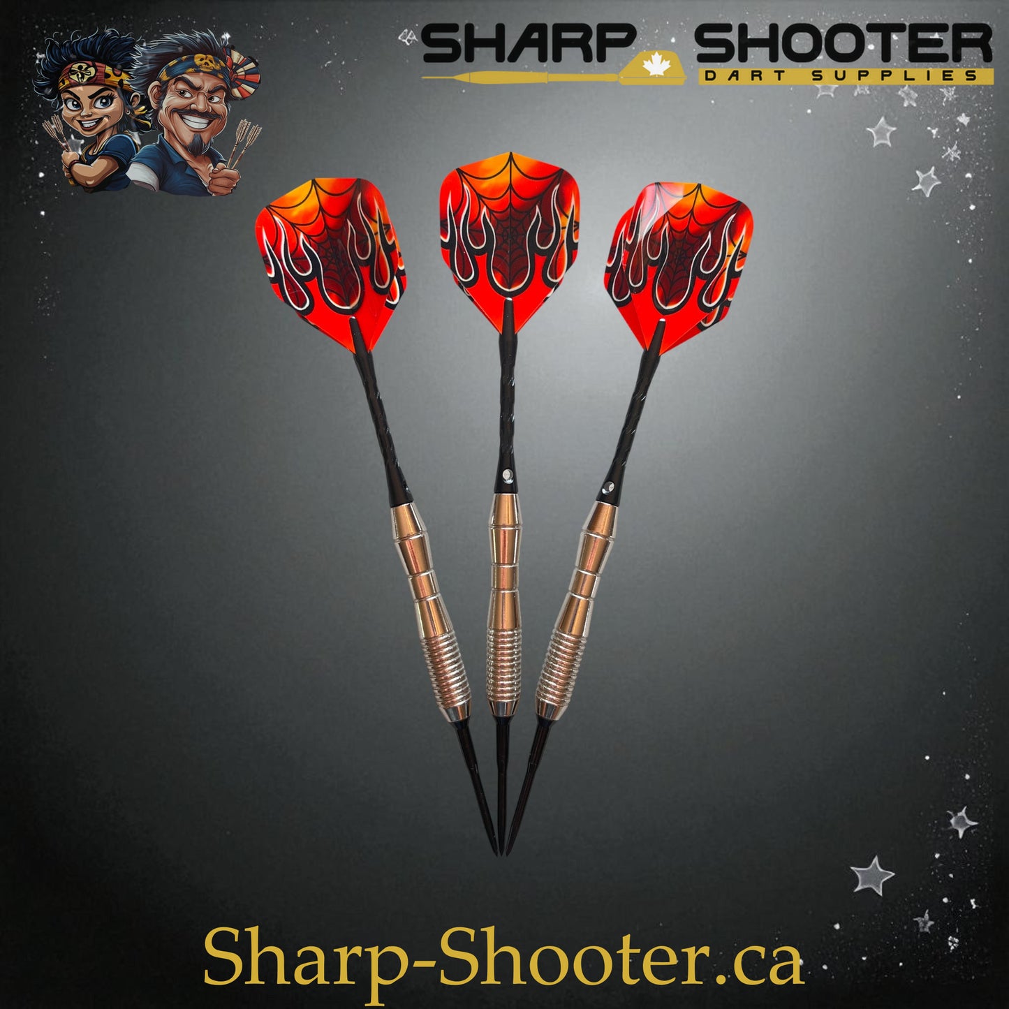 Phantom Strike Steel Tip Dart Set – Select Series SSD16-S with Silver Duke barrel, 20.2g steel tip, flame flights, and black shafts