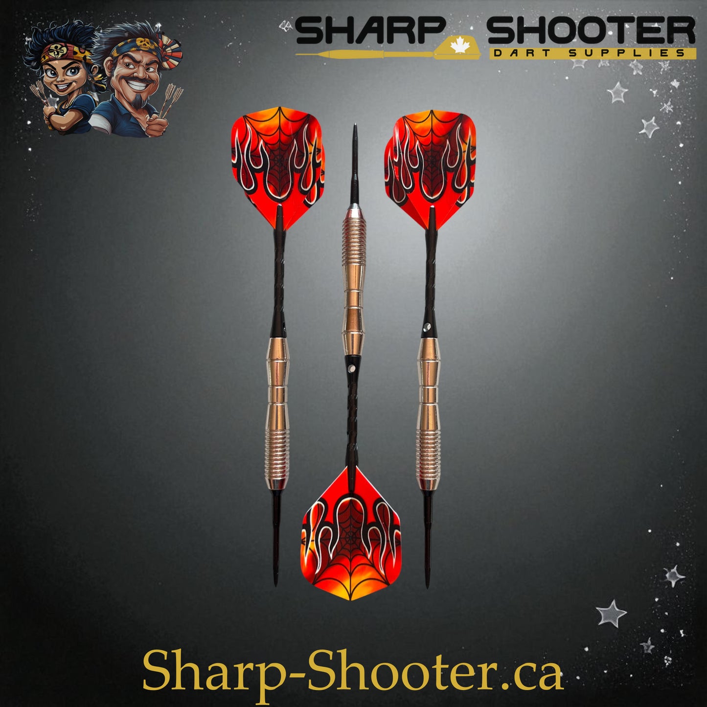 Phantom Strike Steel Tip Dart Set – Select Series SSD16-S with Silver Duke barrel, 20.2g steel tip, flame flights, and black shafts