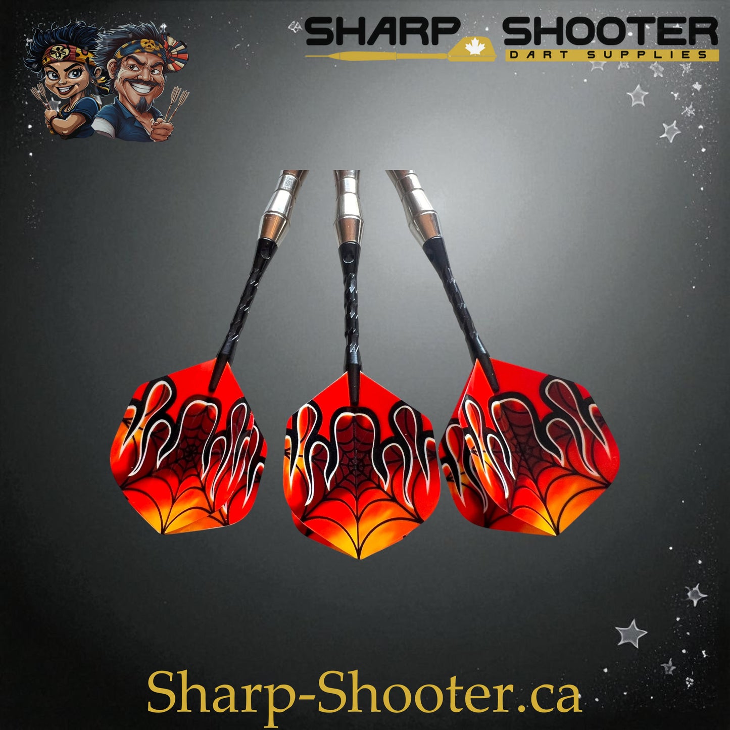 Phantom Strike Steel Tip Dart Set – Select Series SSD16-S with Silver Duke barrel, 20.2g steel tip, flame flights, and black shafts