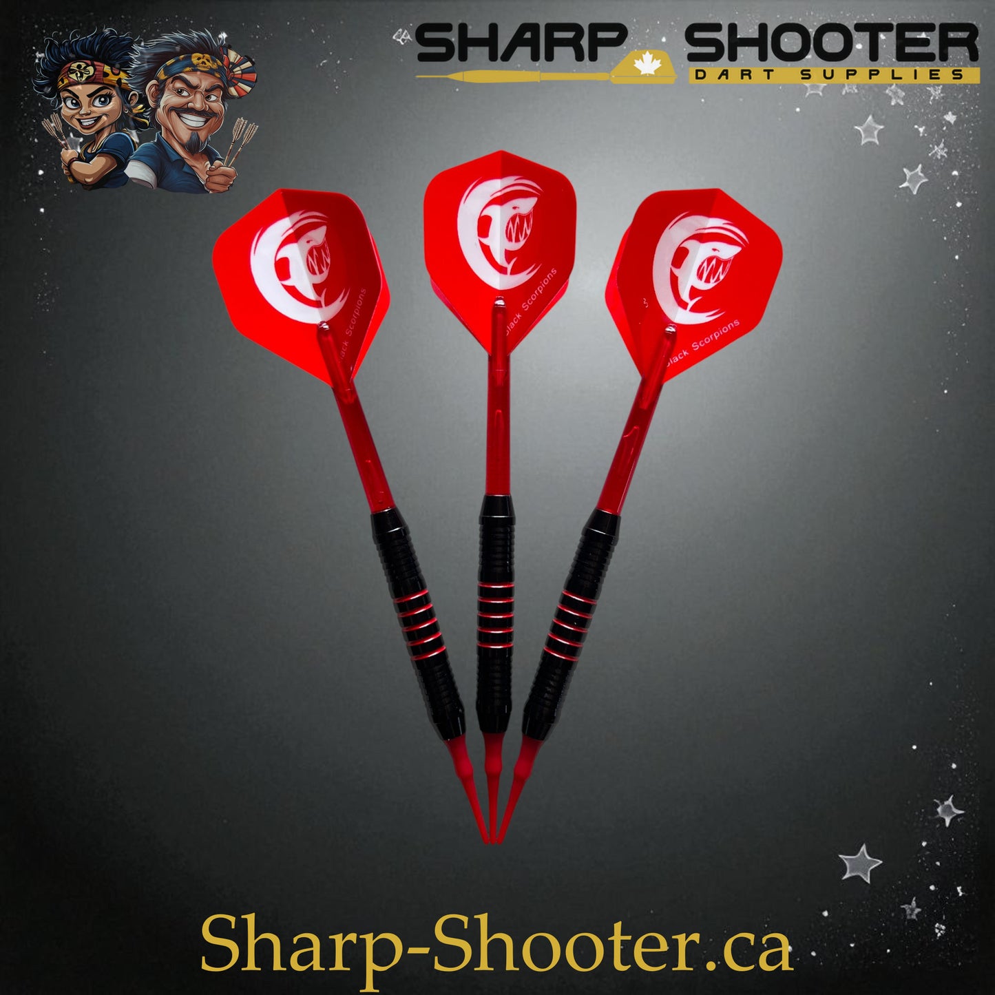 Sharpshooter Red Alert Fresh Series Soft Tip Dart Set SSD17 – 17.7g silver nickel barrels with shark flights