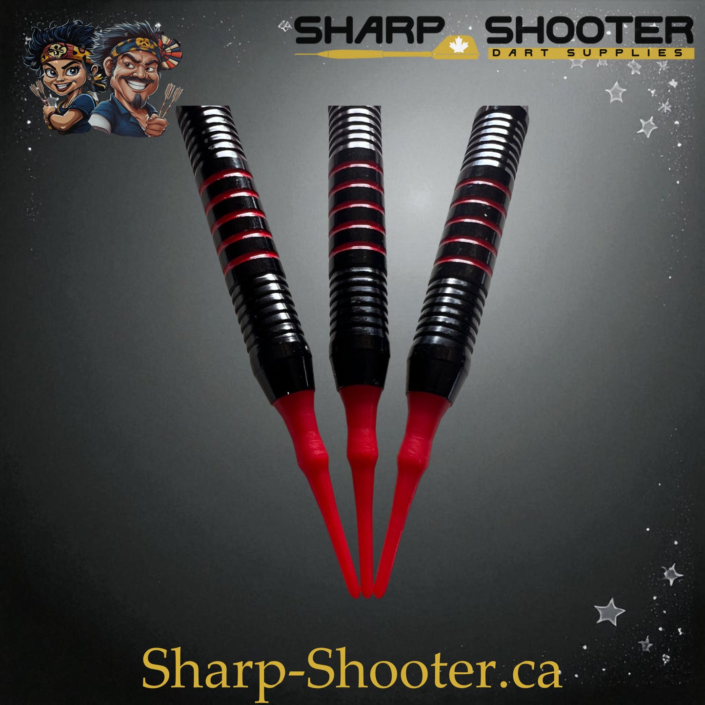 Sharpshooter Red Alert Fresh Series Soft Tip Dart Set SSD17 – 17.7g silver nickel barrels with shark flights