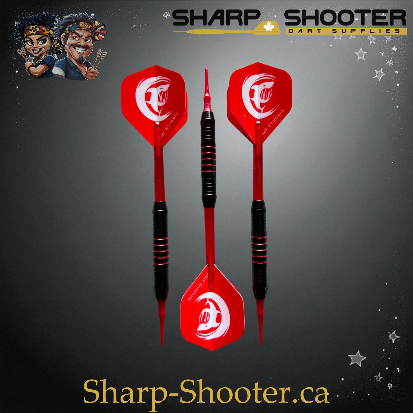 Sharpshooter Red Alert Fresh Series Soft Tip Dart Set SSD17 – 17.7g silver nickel barrels with shark flights