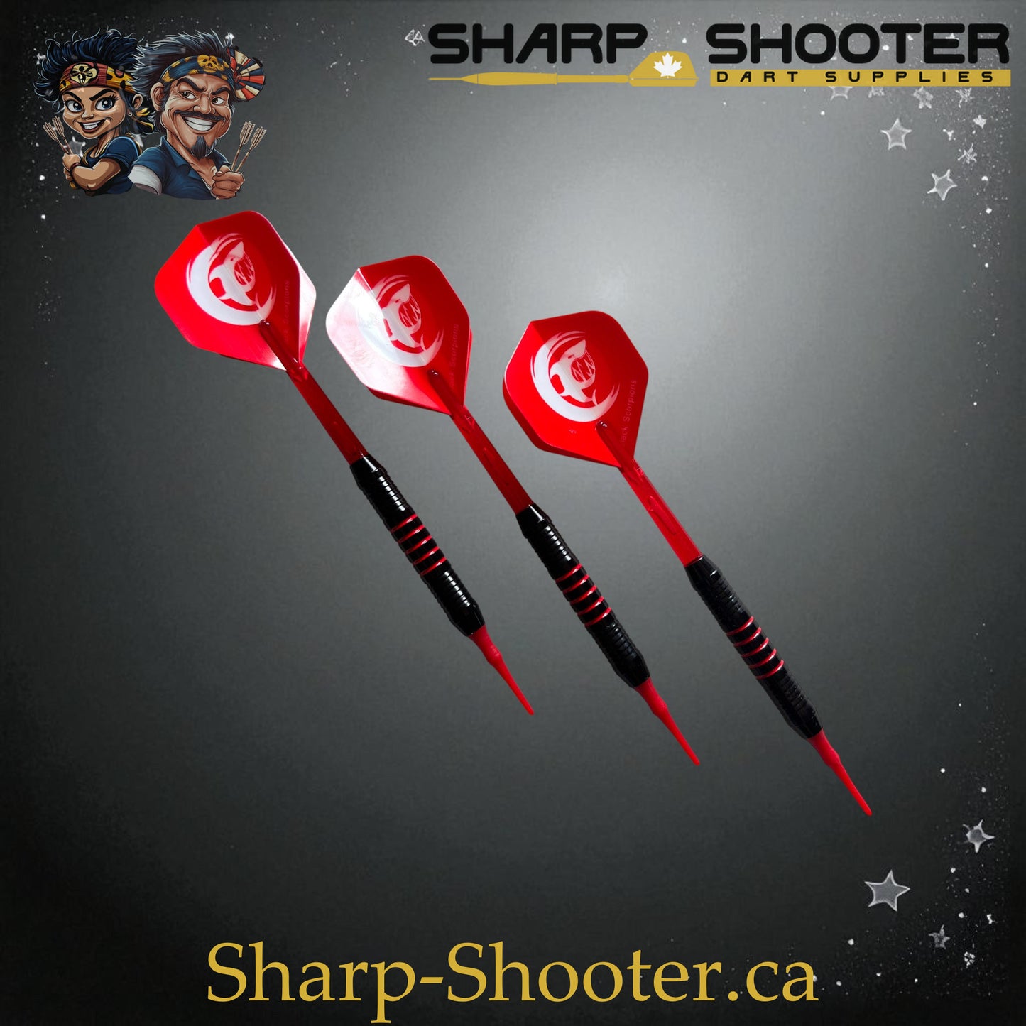 Sharpshooter Red Alert Fresh Series Soft Tip Dart Set SSD17 – 17.7g silver nickel barrels with shark flights